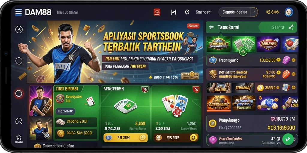 Tampilan utama DAM88 dengan fitur taruhan sports.