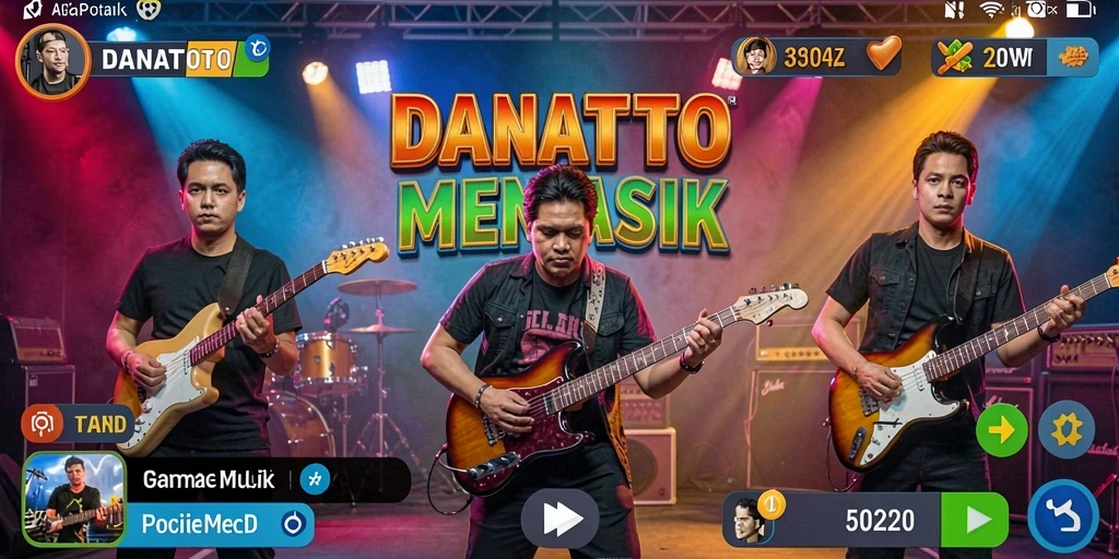 Tampilan gameplay menarik dalam DANATOTO dengan berbagai lagu.