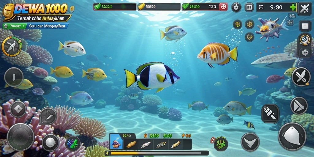 Tampilan gameplay menembak ikan yang seru dan penuh warna.