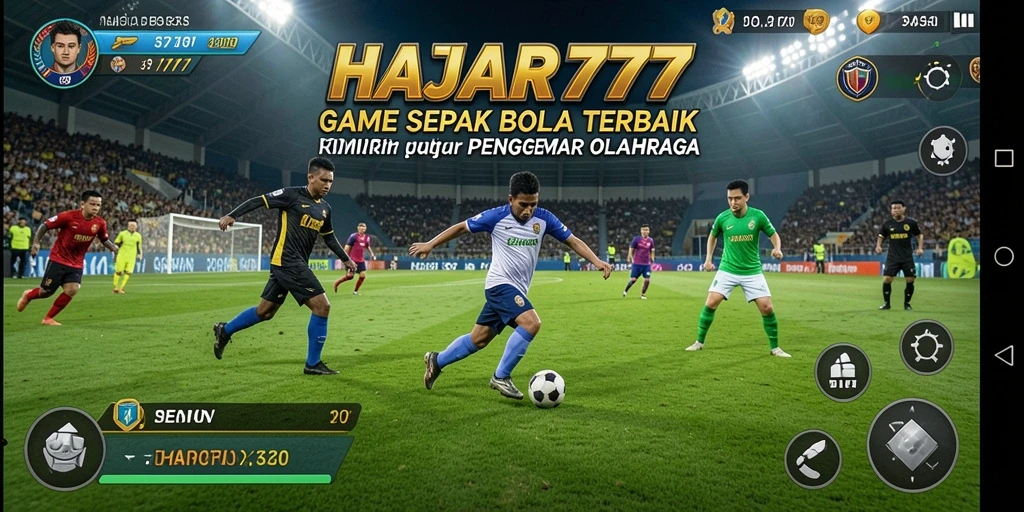 Gameplay seru dari HAJAR777 dengan aksi sepak bola mendebarkan.