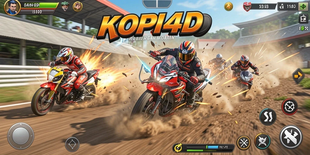 Tampilan menegangkan dari permainan balapan motor KOPI4D.