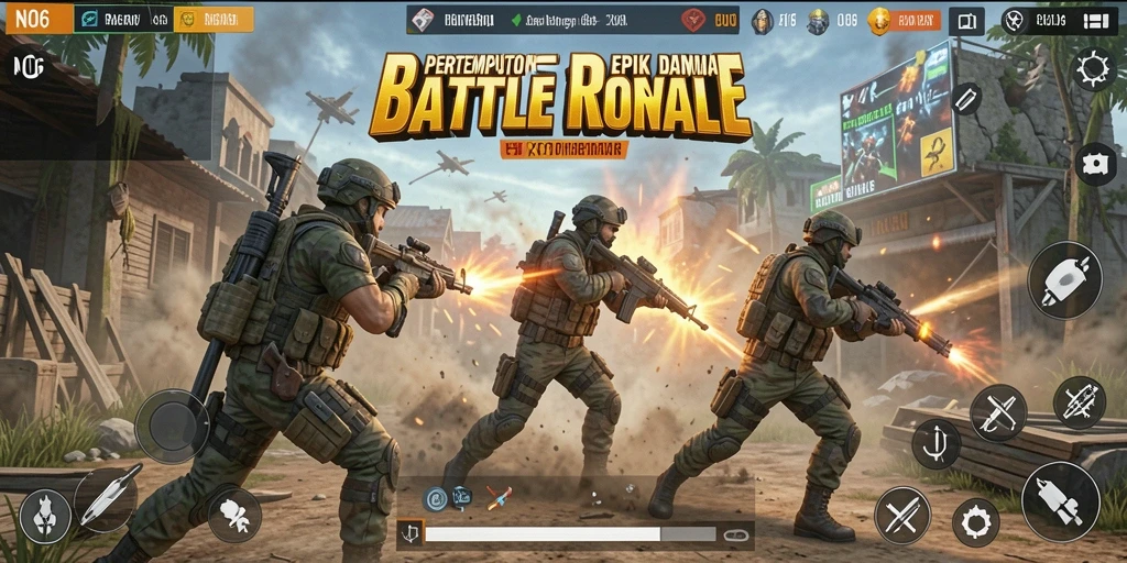 Screenshot gameplay N06 menampilkan aksi pertempuran yang mendebarkan.