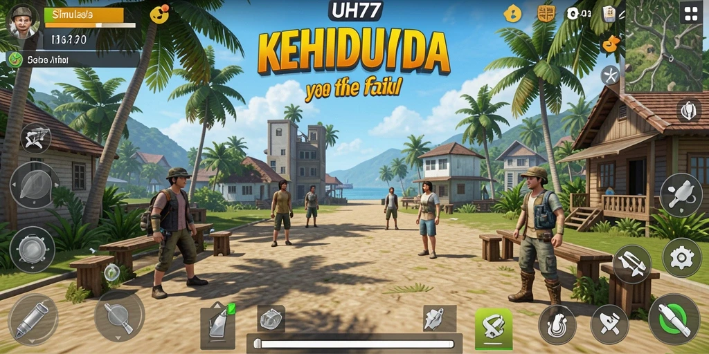 Tampilan gameplay UH77 yang menampilkan interaksi karakter dalam simulasi kehidupan.