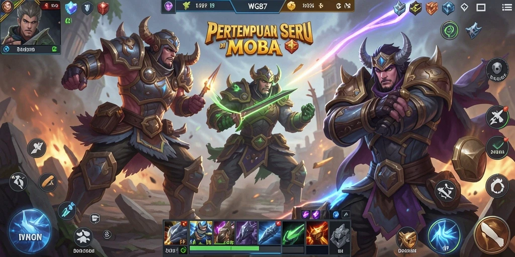 Tampilan aksi pertempuran seru dalam gameplay MOBA WG87.